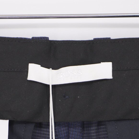 NWT HUGO BOSS Women's "Titana6" Navy Blue Plaid Wool Trousers Pants Size US 8 - Picture 7 of 10